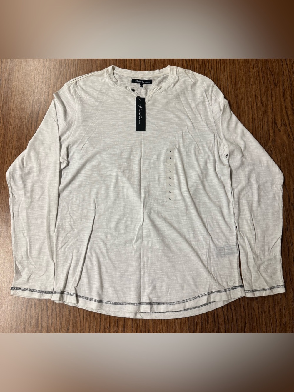 Kenneth Cole Long-Sleeve Henley Shirt, White, Men's Large